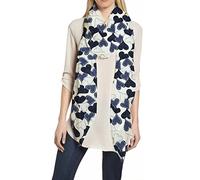 Lina & Lily Heart Love Print Women's Scarf Shawl Wrap Lightweight Valentine's Day (White, Blue)