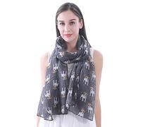 Lina & Lily Jack Russell Terrier Dog Print Women's Scarf Shawl Wrap Lightweight (Dark Grey)