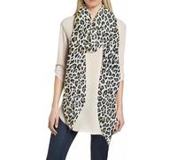 Lina & Lily Leopard Animal Print Women's Large Scarf Lightweight (White, Black, Brown)