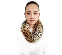Lina & Lily Leopard Animal Print Women's Winter Infinity Scarf Double Loop Snood Faux Fur (Leopard Brown Beige)
