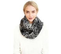 Lina & Lily Leopard Animal Print Women's Winter Infinity Scarf Double Loop Snood Faux Fur (Leopard Grey Black)