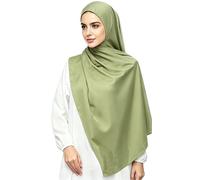Lina & Lily Luxury Satin Hijab Head Scarf Shawl Wrap for Muslim Women Extra Long (Moss Green)