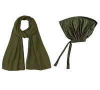 Lina & Lily Matched Hijab & Undercap Set, Chiffon Muslim Head Scarf, Jersey Tie-Back Inner Cap (Olive Green)