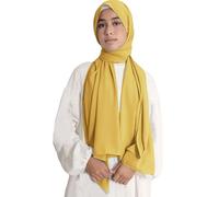 Lina & Lily Medina Silk Hijab Head Scarf Shawl Wrap for Muslim Women Non-see-through Non-slip (Mustard)