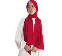 Lina & Lily Medina Silk Hijab Head Scarf Shawl Wrap for Muslim Women Non-see-through Non-slip (Red)