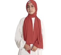Lina & Lily Medina Silk Hijab Head Scarf Shawl Wrap for Muslim Women Non-see-through Non-slip (Redwood)