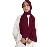 Lina & Lily Medina Silk Hijab Head Scarf Shawl Wrap for Muslim Women Non-see-through Non-slip (Wine)