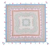 Lina & Lily Multi-Patterns Flower Geometric Tribal Aztec Paisley Print Square Scarf Shawl with Tassels (C3)