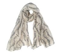 Lina & Lily Music Note Print Women's Scarf Shawl Wrap Lightweight (Beige)