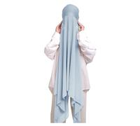 Lina & Lily Muslim Chiffon Instant Hijab Head Scarf with Matching Tie Back Jersey Undercap (Baby Blue)