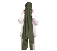Lina & Lily Muslim Chiffon Instant Hijab Head Scarf with Matching Tie Back Jersey Undercap (Olive Green)