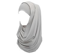 Lina & Lily Non-see-through Bubble Crepe Chiffon Muslim Hijab Head Scarf Shawl Wrap Thick Lightweight (Silver)
