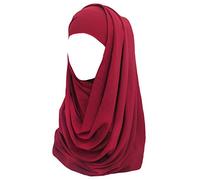 Lina & Lily Non-see-through Bubble Crepe Chiffon Muslim Hijab Head Scarf Shawl Wrap Thick Lightweight (Dark Red)