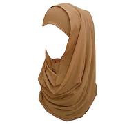 Lina & Lily Non-see-through Bubble Crepe Chiffon Muslim Hijab Head Scarf Shawl Wrap Thick Lightweight (Camel)