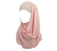 Lina & Lily Non-see-through Bubble Crepe Chiffon Muslim Hijab Head Scarf Shawl Wrap Thick Lightweight (Peach)