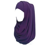 Lina & Lily Non-see-through Bubble Crepe Chiffon Muslim Hijab Head Scarf Shawl Wrap Thick Lightweight (Dark Purple)