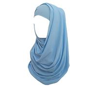 Lina & Lily Non-see-through Bubble Crepe Chiffon Muslim Hijab Head Scarf Shawl Wrap Thick Lightweight (Light Blue)