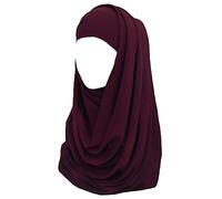 Lina & Lily Non-see-through Bubble Crepe Chiffon Muslim Hijab Head Scarf Shawl Wrap Thick Lightweight (Dark Maroon)