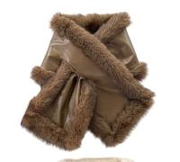Lina & Lily Oversized Reversible Women's Winter Neck Scarf Wrap Faux Fur Sheepskin Leather (Brown)