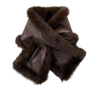 Lina & Lily Oversized Reversible Women's Winter Neck Scarf Wrap Faux Fur Sheepskin Leather (Dark Brown)