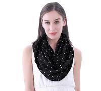 Lina & Lily Polka Dot Print Women's Infinity Scarf Snood Lightweight (Black)
