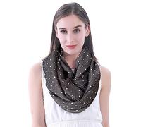 Lina & Lily Polka Dot Print Women's Infinity Scarf Snood Lightweight (Dark Grey)