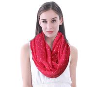 Lina & Lily Polka Dot Print Women's Infinity Scarf Snood Lightweight (Dark Pink)