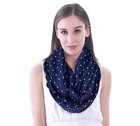Lina & Lily Polka Dot Print Women's Infinity Scarf Snood Lightweight (Navy Blue)