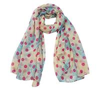 Lina & Lily Polka Dot Print Women's Scarf Shawl Wrap Lightweight (Beige)