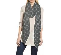 Lina & Lily Polka Dot Print Women's Scarf Shawl Wrap Lightweight (Dark Grey & White Dots)