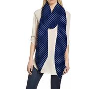 Lina & Lily Polka Dot Print Women's Scarf Shawl Wrap Lightweight (Navy Blue & White Dots)