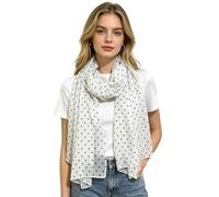 Lina & Lily Polka Dot Print Women's Scarf Shawl Wrap Lightweight (White & Black Dots)