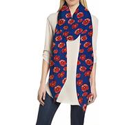 Lina & Lily Poppy Flower Print Women's Scarf Shawl Wrap Lightweight for Spring Summer Autumn (Royal Blue)
