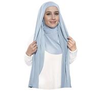Lina & Lily Premium Chiffon Ninja Instant Hijab Scarf Stitched Jersey Cap Neck Cover Full Coverage (Baby Blue)