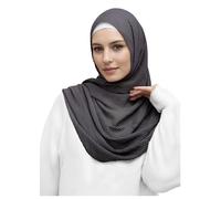 Lina & Lily Premium Cotton Pleated Hijab for Muslim Women, Maxi Head Scarf Shawl Wrap Lightweight (Dark Grey)