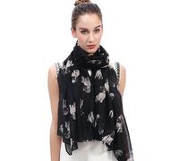 Lina & Lily Pug Dog Print Women's Scarf Oversized (Black-Large Pugs)(Size: One Size)