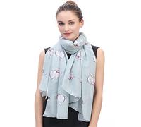 Lina & Lily Rabbit Bunny Print Women's Scarf Oversize (Grey Blue)