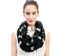 Lina & Lily Scottish Terrier Scottie Dog Print Women's Infinity Scarf Snood Lightweight (Black)