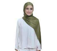 Lina & Lily Sheen Shimmer Women's Crepe Scarf Shawl Wrap Head Hijab Lightweight (Olive Green)