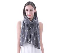 Lina & Lily Siberian Husky Dog Print Women's Scarf Shawl Wrap (Grey)(Size: One Size)