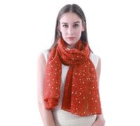 Lina & Lily Sparkle Foil Star Print Women's Scarf Shawl Wrap, Shimmer Silver Gold Glitter Lightweight Gift Party