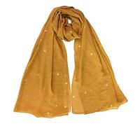 Lina & Lily Sparkle Rhinestones Women's Chiffon Scarf Shawl Head Wrap Hijab Sheer Lightweight (Mustard Yellow)