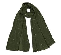 Lina & Lily Sparkle Rhinestones Women's Chiffon Scarf Shawl Head Wrap Hijab Sheer Lightweight (Olive Green)