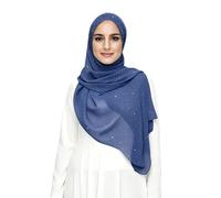 Lina & Lily Sparkle Shimmer Gold Glitter Women's Chiffon Hijab Head Scarf Lightweight (Denim Blue)