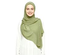 Lina & Lily Sparkle Shimmer Gold Glitter Women's Chiffon Hijab Head Scarf Lightweight (Light Olive)