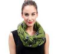 Lina & Lily Swallow Bird Print Lightweight Snood Scarf (Army green)