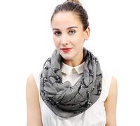 Lina & Lily Swallow Bird Print Lightweight Snood Scarf (Grey)