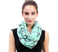Lina & Lily Swallow Bird Print Lightweight Snood Scarf (Mint green)