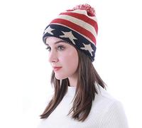 Lina & Lily Unisex USA Flag Stars Stripes Knit Scarf Hat Set (Hat Only)