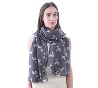 Lina & Lily West Highland White Terrier Dog Print Women's Scarf Shawl Wrap Lightweight (Dark Grey)